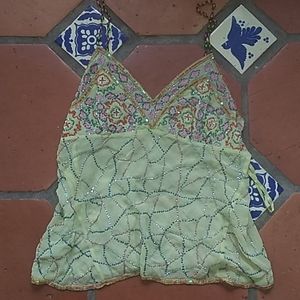 Embroidered Beaded Silk Camisole